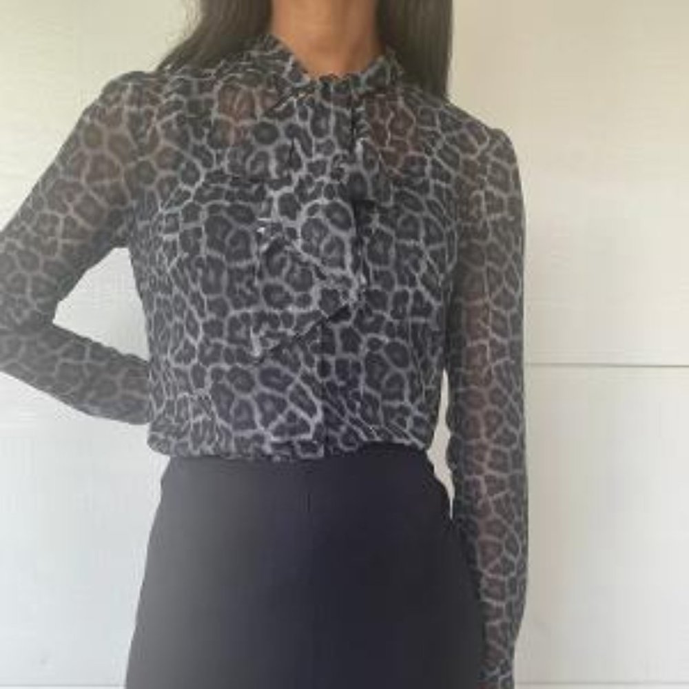 Michael Kors Animal Print Georgette Blouse